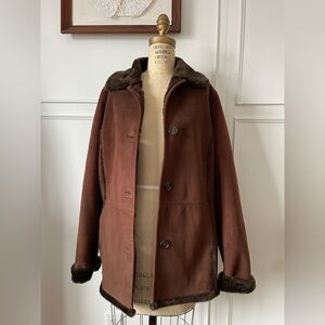 Women’s Brown Shearling-Lined Coat